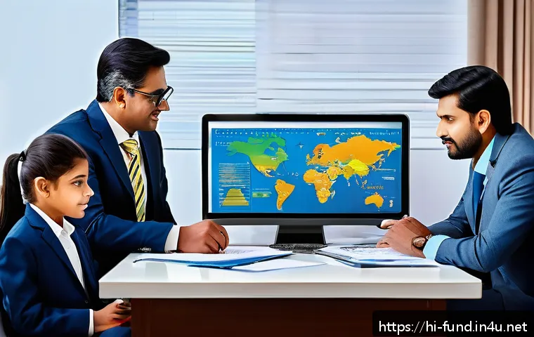 펀드투자상담사로서 고객 중심의 상담 방법 - A professional Indian financial advisor consulting with a diverse group of clients in a modern offic...
