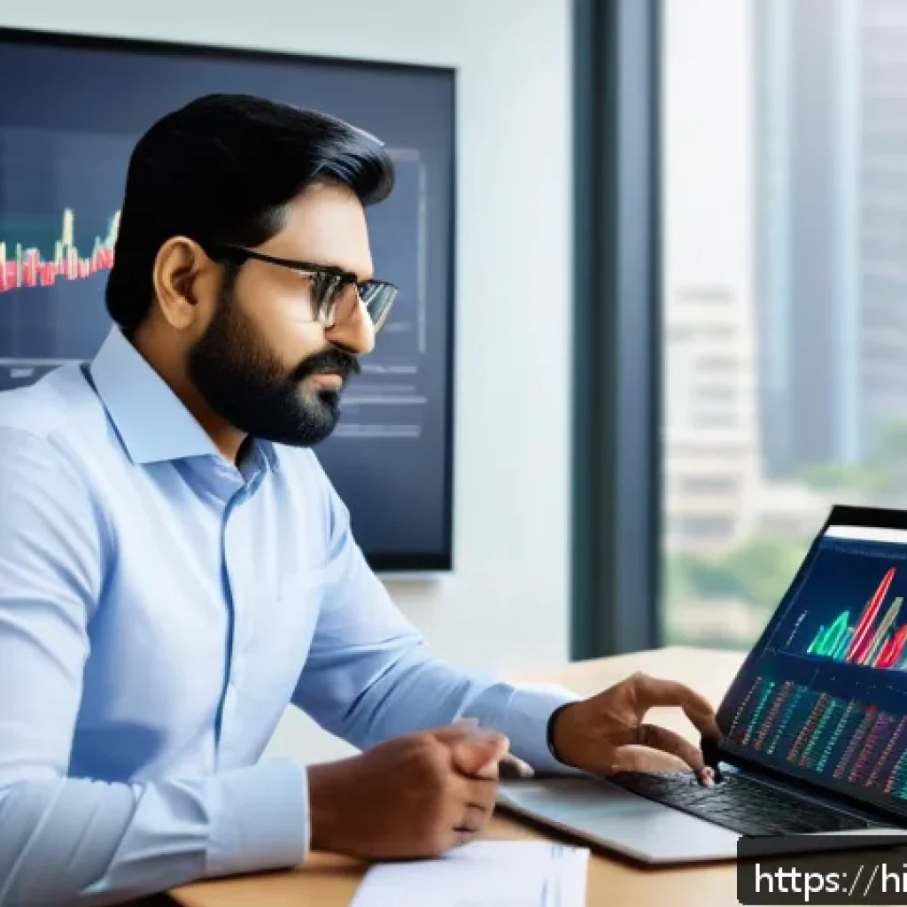 펀드투자상담사 자격증 취득 후 경력 개발 - A professional Indian financial advisor in a modern office setting, dressed in formal business attir...