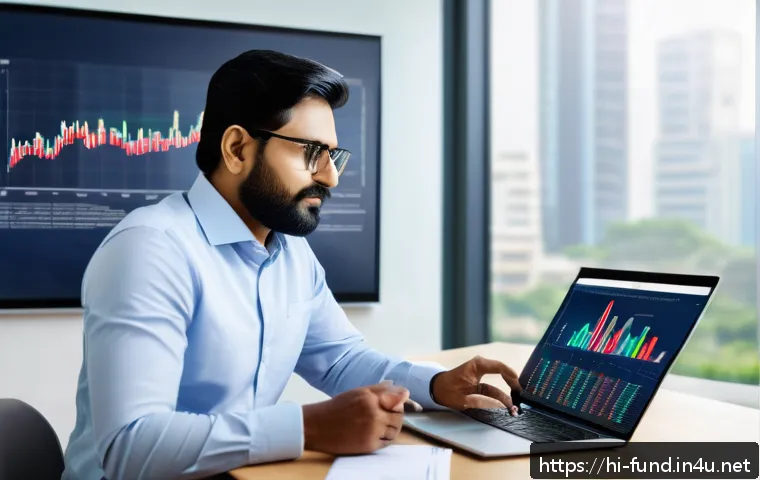 펀드투자상담사 자격증 취득 후 경력 개발 - A professional Indian financial advisor in a modern office setting, dressed in formal business attir...