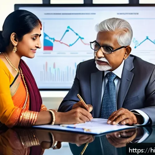 Home 33 펀드투자상담사로서 업무 효율성 향상 전략 - A professional Indian financial advisor in a modern office setting, attentively listening and taking...