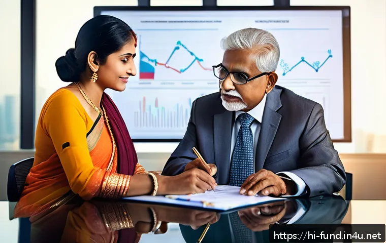 펀드투자상담사로서 업무 효율성 향상 전략 - A professional Indian financial advisor in a modern office setting, attentively listening and taking...