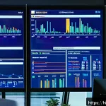 Home 18 펀드투자상담사 관련 금융 기술 동향 - A professional Indian investment advisor in a modern office setting, analyzing large financial data ...