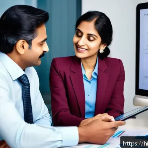 Home 17 펀드투자상담사와 보험 상품의 차이 - A professional Indian financial advisor consulting a middle-aged Hindi-speaking couple in a modern o...