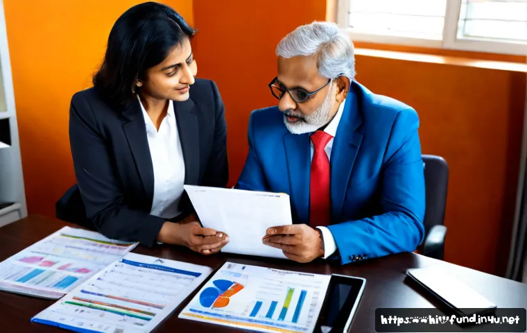Home 30 펀드투자상담사와 연금 투자 전략 - Photorealistic financial consultation in a modern Indian office, a trusted Indian fund investment ad...